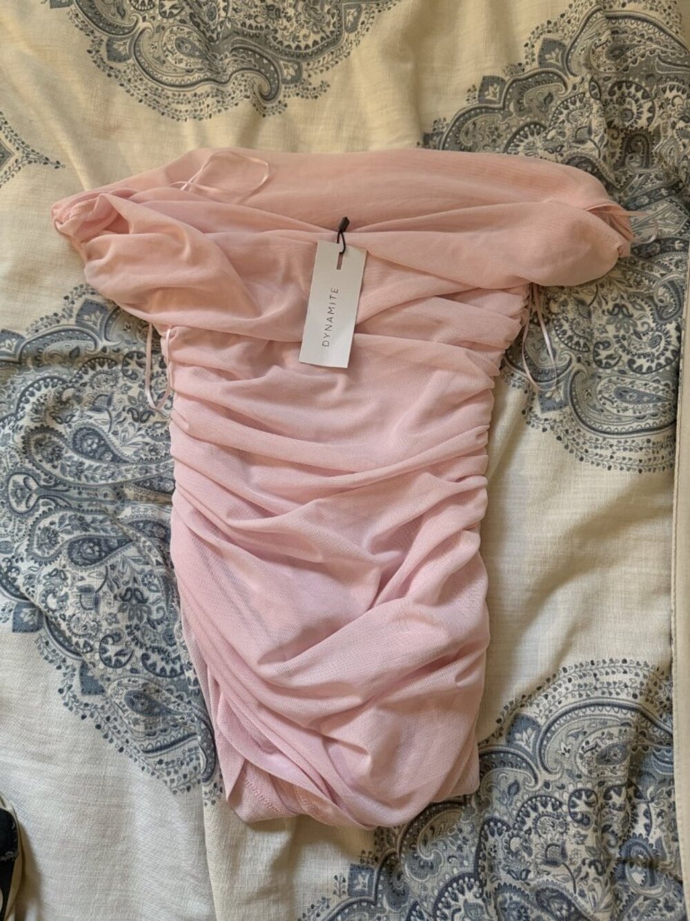NWT Dynamite Pink Mesh Ruched Top Size S